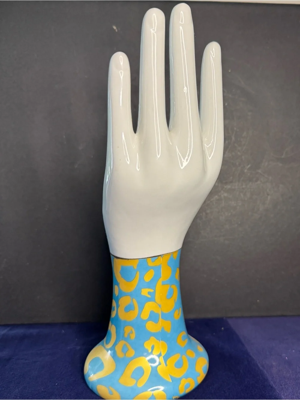 Reflections Godinger & Co Ceramic Ring Display Blue Gold Cheetah Vintage
